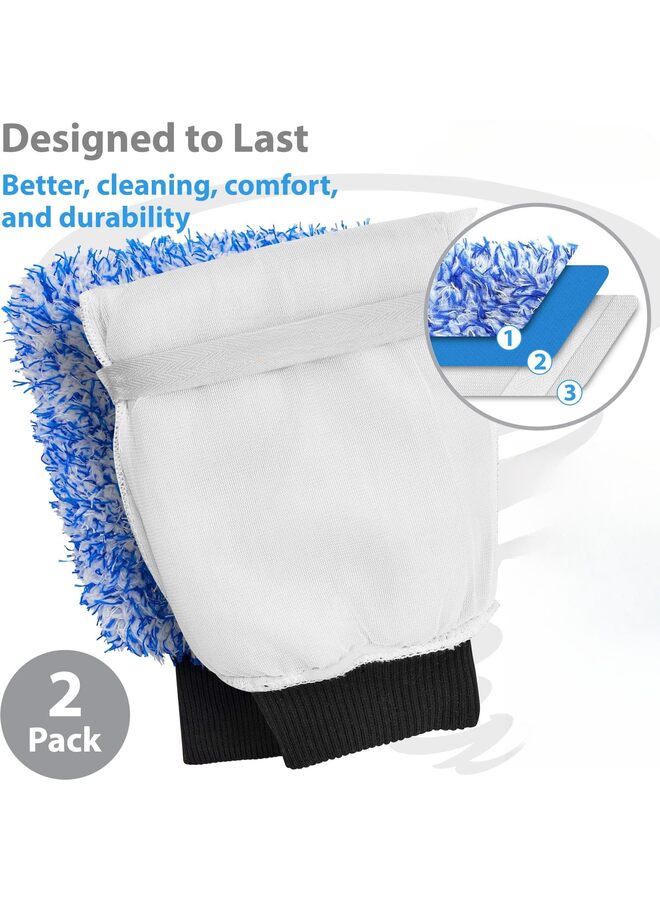 LAMAY 2PCS Car Wash Mitt & Works as Car Wash Sponge, Microfiber Wash Mitt Scratch Free, Ultra Absorbent Microfiber Mitt for Boat & Motorcycle (Color : Blue) - Image 3